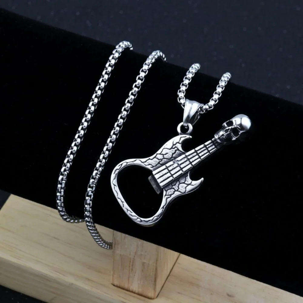❤️Music Lover Stainless Steel Guitar Necklace , N90201P102